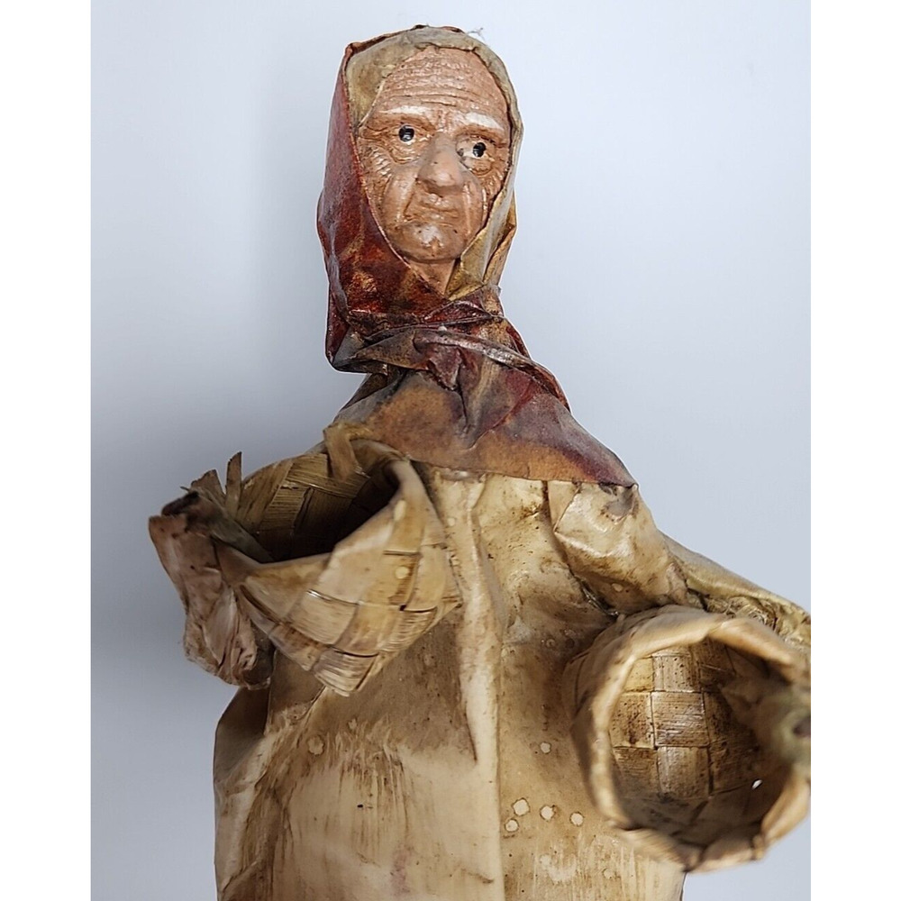 Vintage Folk Art Paper Mache Lady with Two Basket Mexico 12" U189 - Picture 2 of 6